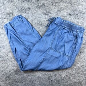 Old Navy Chambray Chambray Women's XL Blue Cropped Drawstring Slouchy Pockets